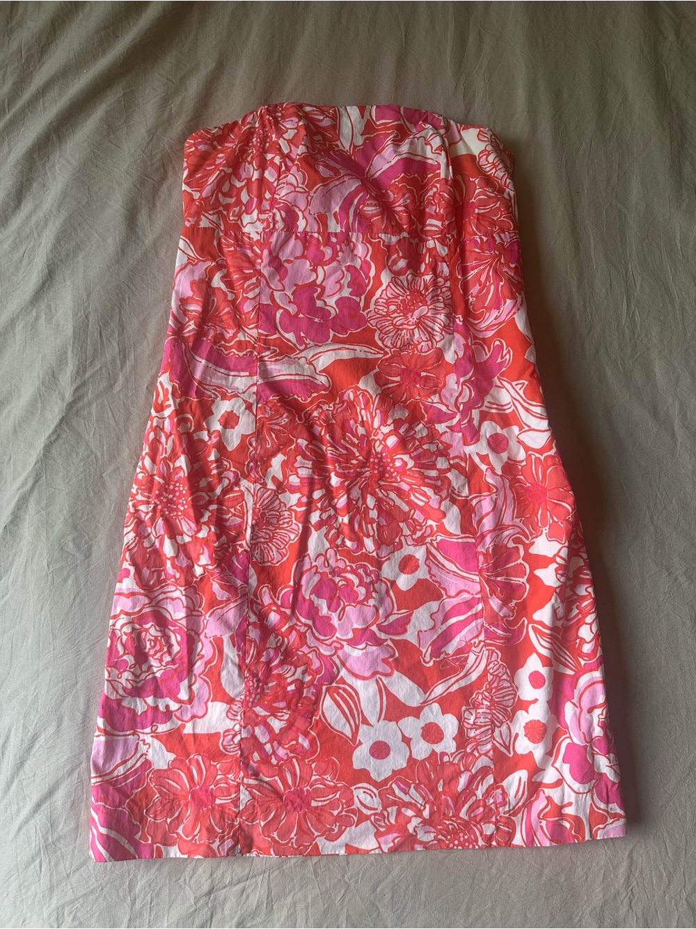 Lilly Pulitzer Pink and Coral Floral Strapless Mini Dress